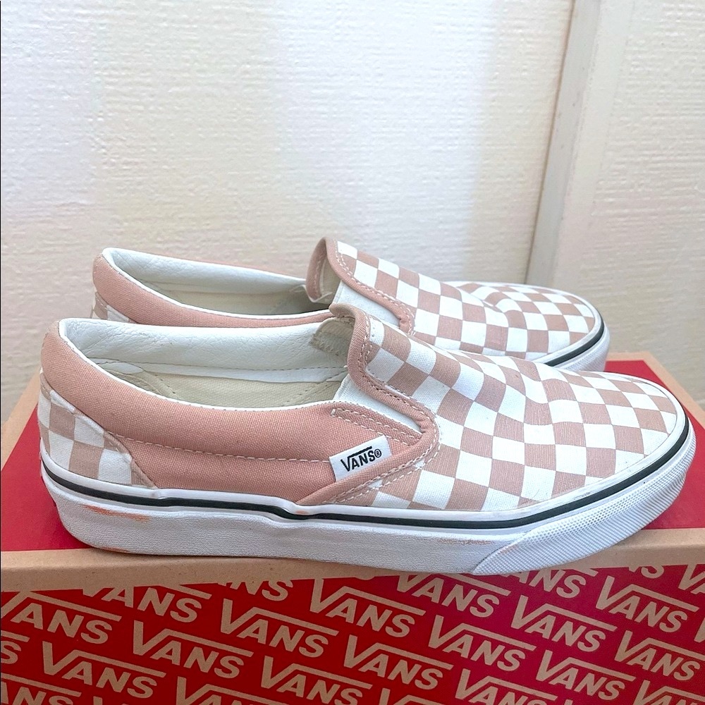 pink and white vans